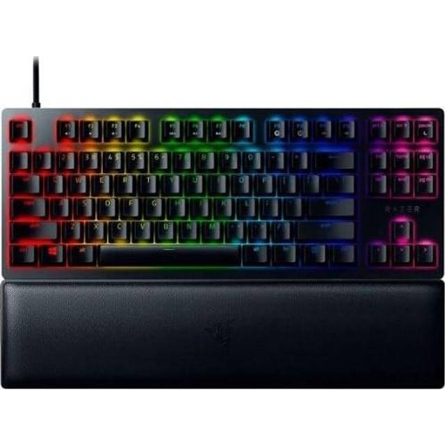 Razer Huntsman V2 Tenkeyless (lila brytare) – optiskt speltangentbord (klickiga optiska strömbrytare, Doubleshot PBT-tangenter, ergonomiskt handledsstöd) US Layout |Svart
