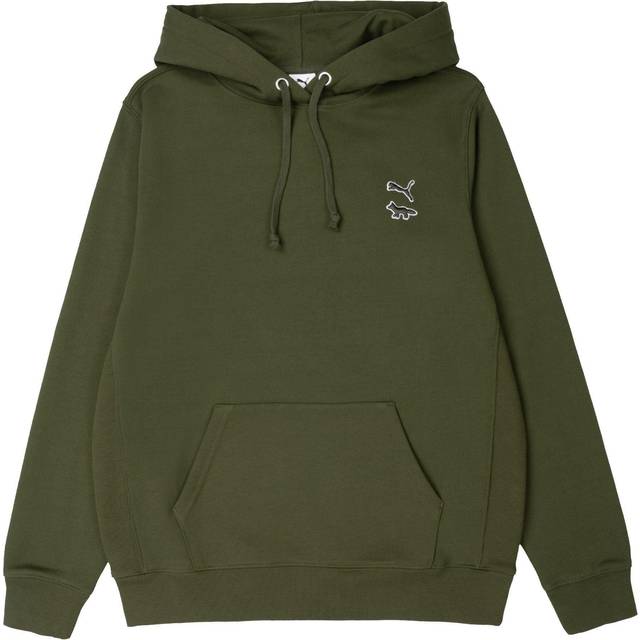 Puma x maison kitsune long sleeve dark green pullover mens hoodie 532325 94
