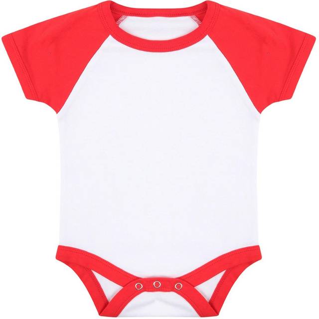 Larkwood Essential Short Sleeve Baby Baseball Bodysuit LW502 White/  R
