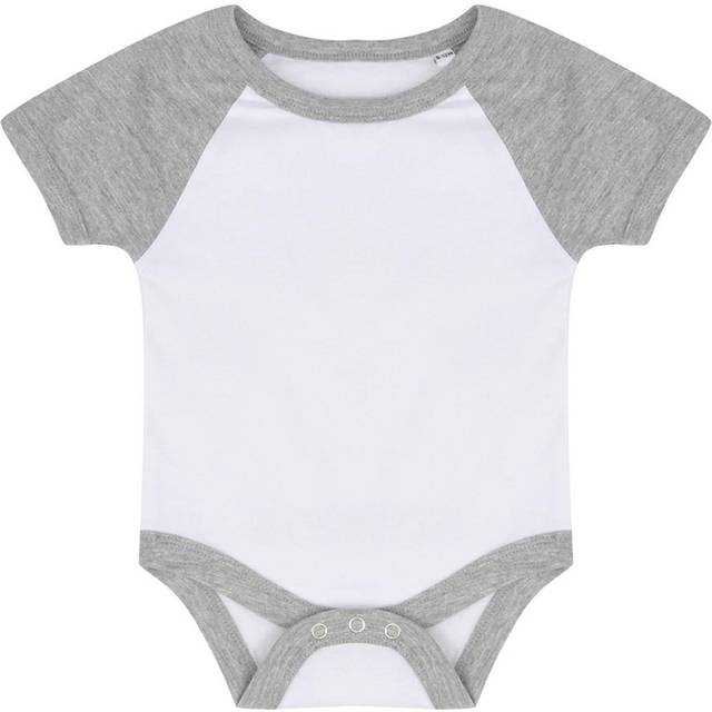 Larkwood Essential Short Sleeve Baby Baseball Bodysuit LW502 White/  H