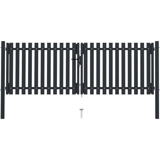 vidaXL Double Door Fence Gate Steel 306x175 cm Anthracite