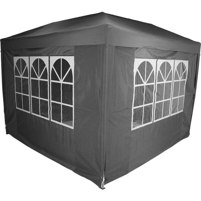 Charles Bentley 3x3m Pop Up Gazebo with 4 Sides, Grey