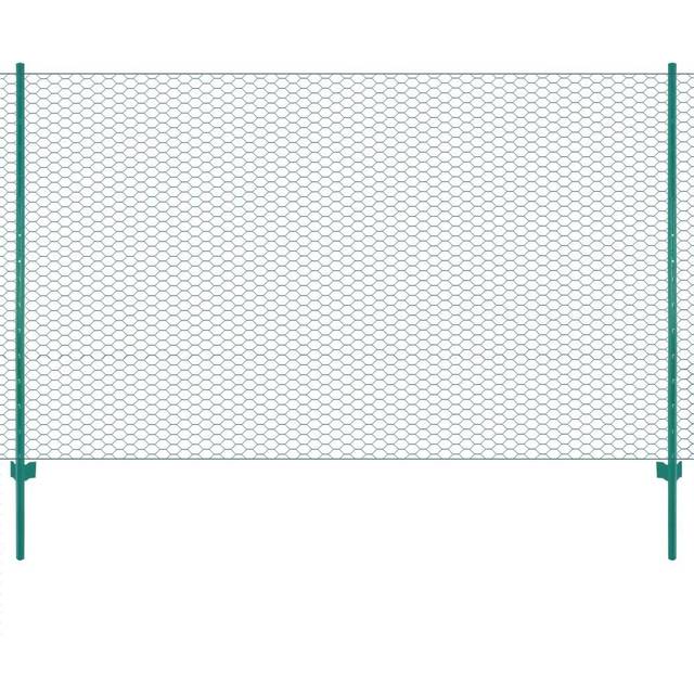 vidaXL Wire Mesh Fence with Posts Steel 25x1.5 m Green