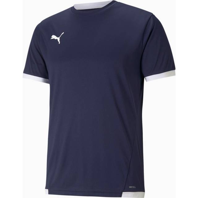 PUMA herr T-shirt Teamliga Jersey, Peacoat-PUMA vit, S