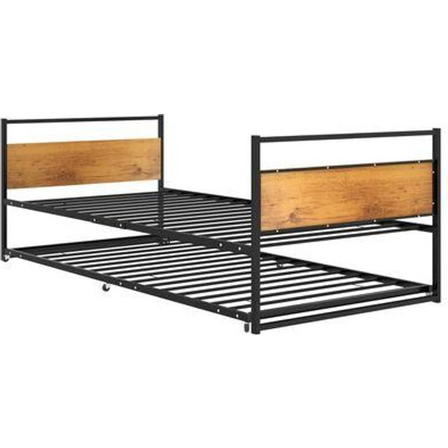 vidaXL Pull-out Bed Frame without Mattress Black Metal 90x200 cm