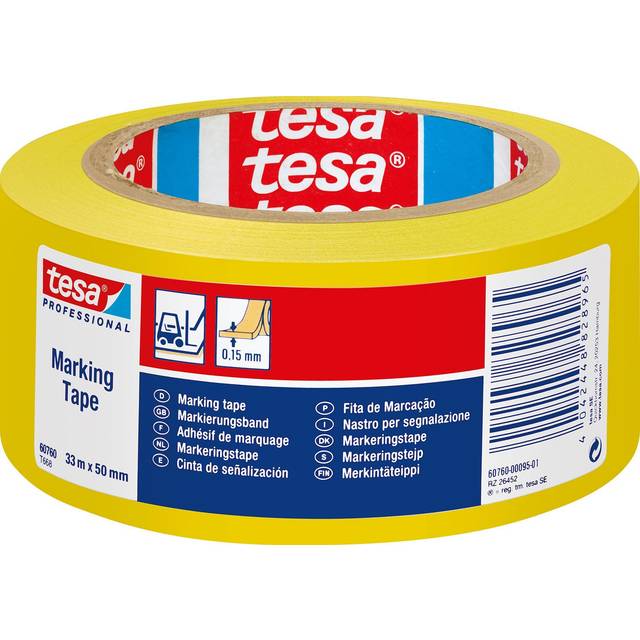 tesa Floor Marking Tape tesa Professional Yellow 50 mm (W) x 33 m (L) PVC (Polyvinyl Chloride) 60760