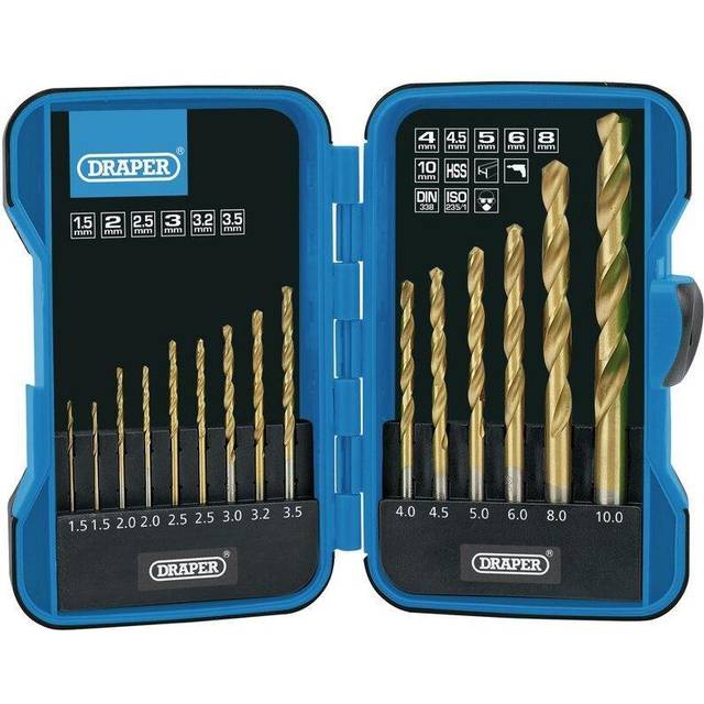 Draper 15 Piece Titanium Nitride Coated HSS Drill Bit Set - EBS15HSS