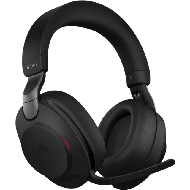 Jabra Evolve2 85 trådlöst headset - Bullerdämpande UC-certifierade stereohörlurar med lång batteritid - USB-C Bluetooth-adapter - svart