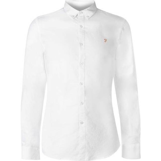 Farah Brewer Long Sleeve Slim Fit Shirt - White, White, Size 2Xl, Men - 2XL
