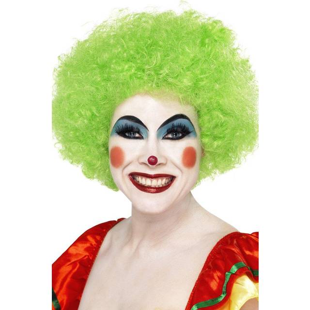 Smiffys Crazy Clown Wig - Green -  wig clown fancy dress afro green crazy smiffys unisex curly circus costume ladies