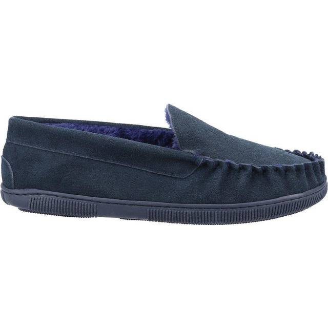 (6 UK, Navy) Cotswold Mens Sodbury Suede Moccasin Slippers