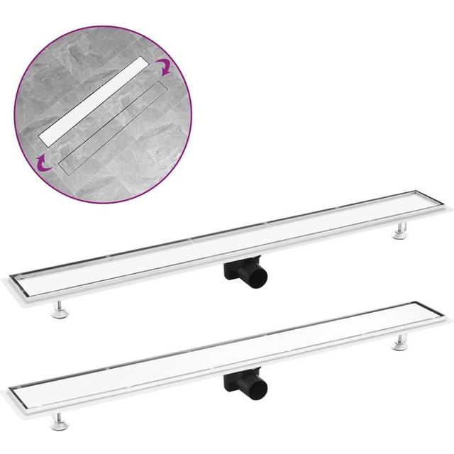 vidaXL Shower Drain with 2-in-1 Cover 103x14 cm Stainless Steel
