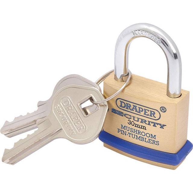 Draper 64160 30mm Solid Brass Padlock and 2 Keys