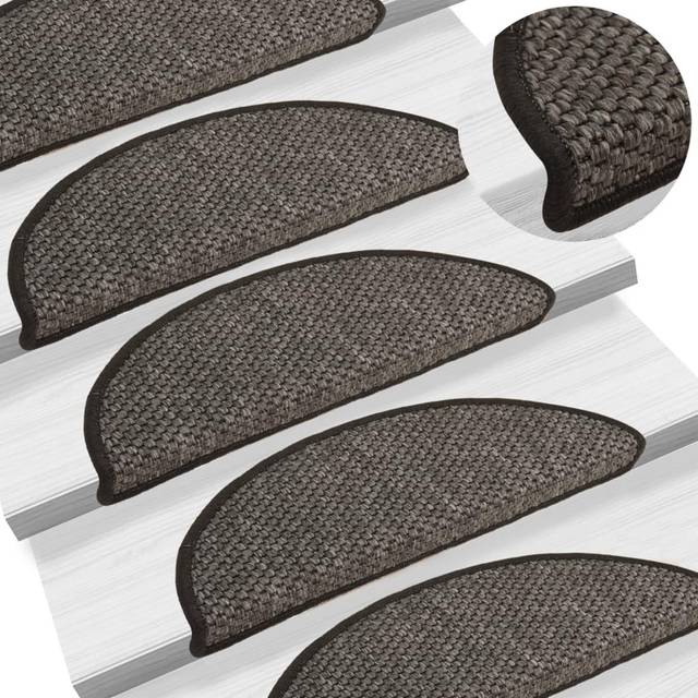 vidaXL Self-adhesive Stair Mats Sisal-Look 15 pcs 56x20 cm Anthracite
