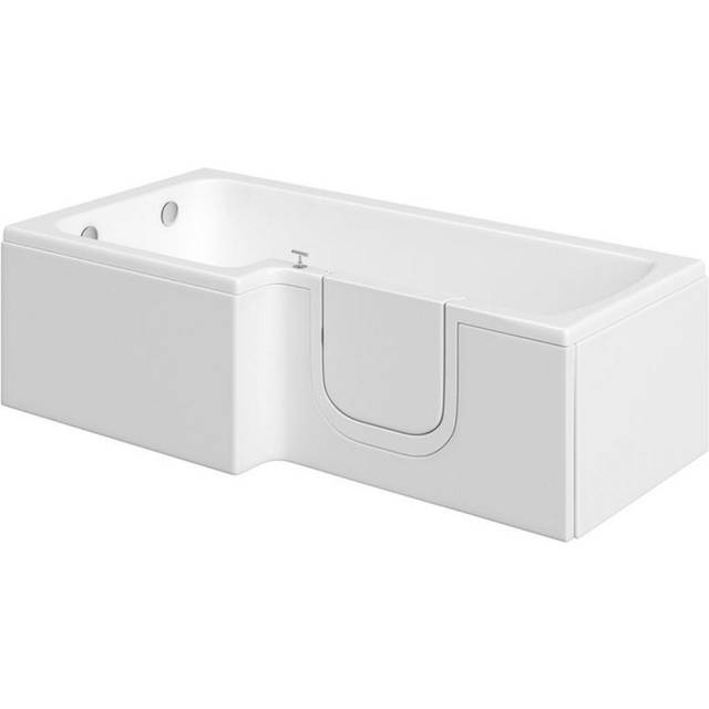 L Shape Shower Bath Right Hand with Front Panel & Bath Screen 1700 x 750mm - Yale