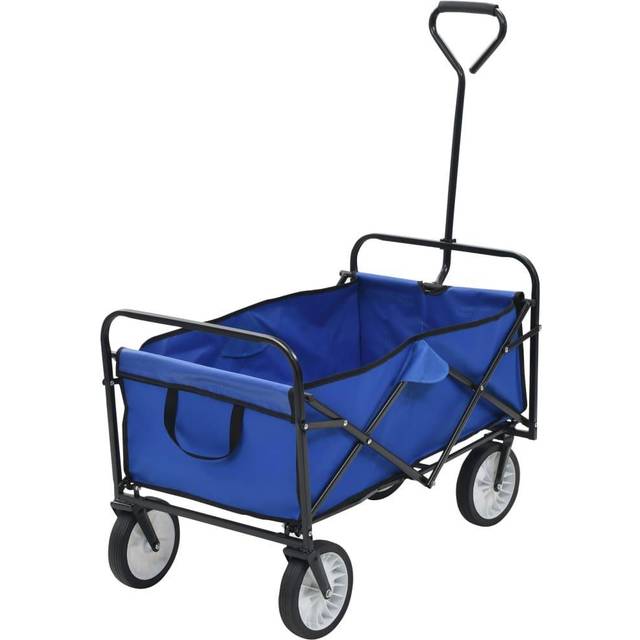 vidaXL Folding Hand Trolley Steel Blue - blue