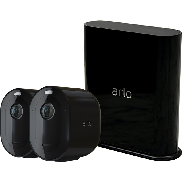 Arlo Pro 3 - Paket med 2 trådlösa WiFi-övervakningskameror - Svart - 2K - Integrerad spotlight-belysning - 160° synfält