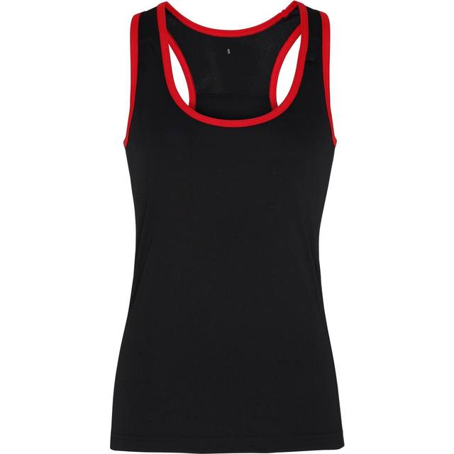 (L, Black / Red) Tri Dri Womens/Ladies Panelled Fitness Sleeveless Vest