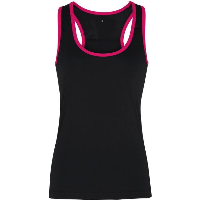 (XS, Black / Hot Pink) Tri Dri Womens/Ladies Panelled Fitness Sleeveless Vest