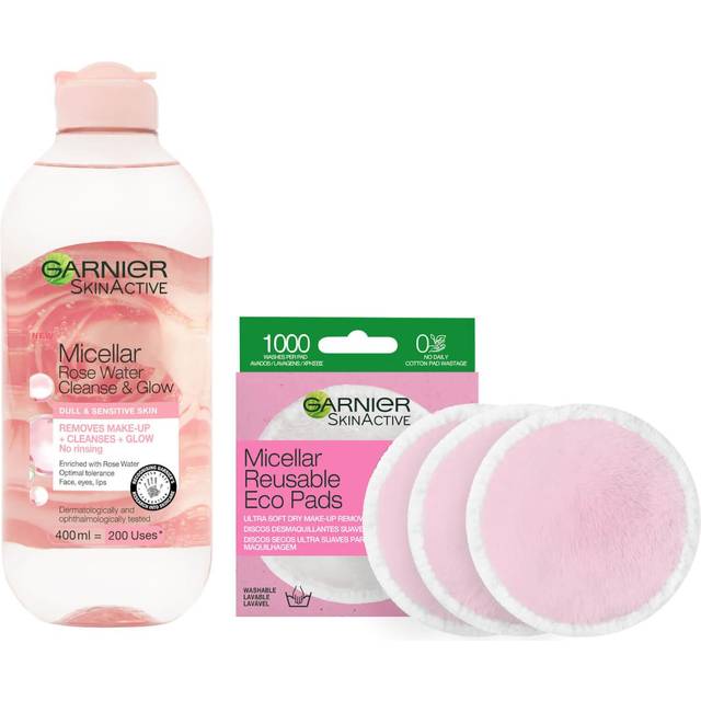 Garnier Makeup Remover Eco Pads and Rose Micellar Water Duo Set 400ml