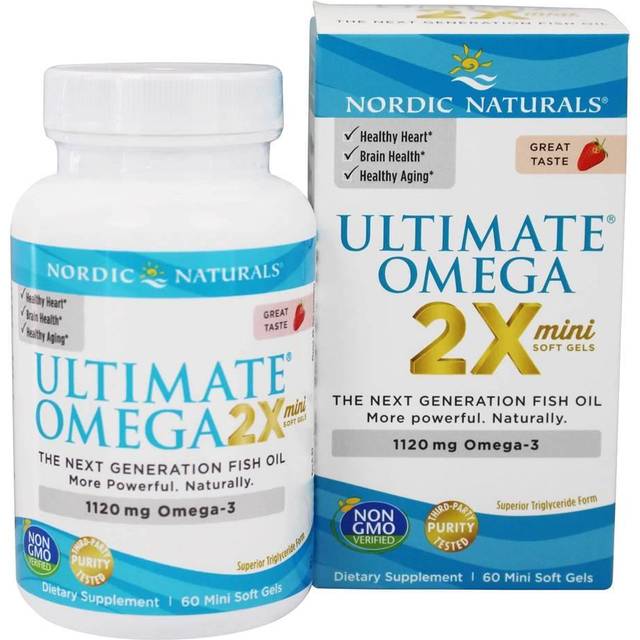 Nordic Naturals  Ultimate Omega® 2X  Strawberry  60 Mini Soft Gels (560 mg per Soft Gel)
