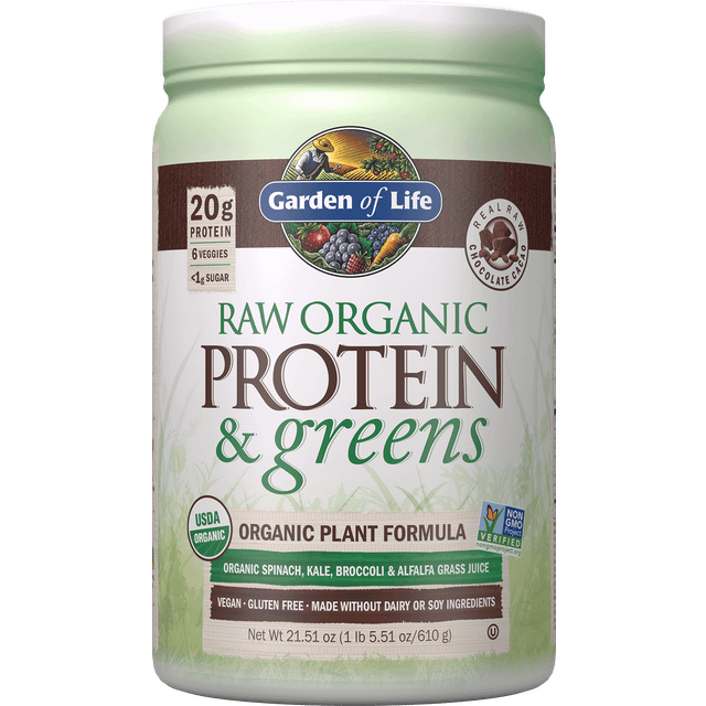 Garden of Life  RAW Organic Protein & Greens  Chocolate Cacao  21.51 oz (610 g)