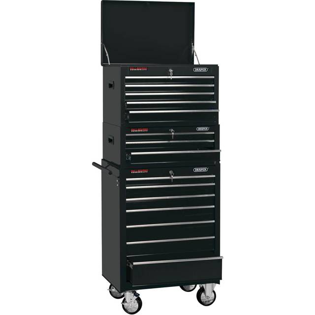 Draper Expert Combined Roller Cabinet and Tool Chest, 15 Drawer, 26", Black