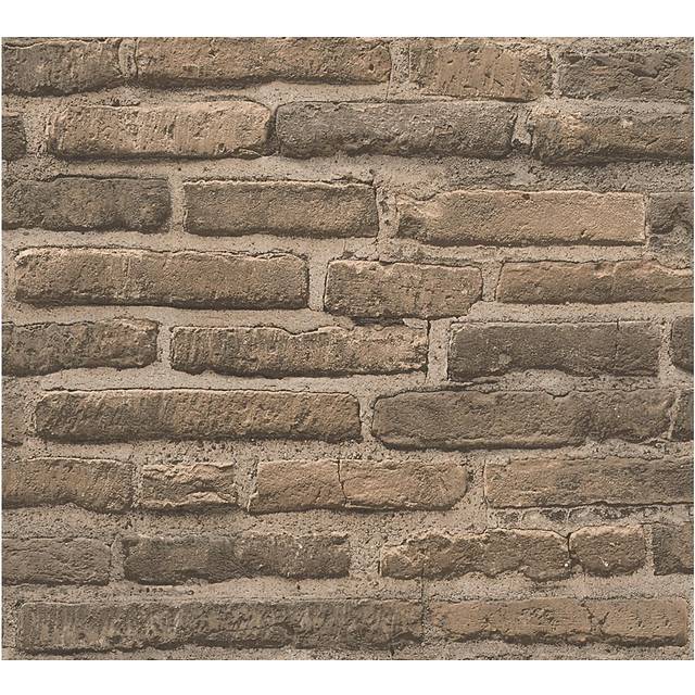 AS Creation House Brick Pattern Wallpaper Faux Effect Realistic Stone Embossed[BEIGE GREY 307472]