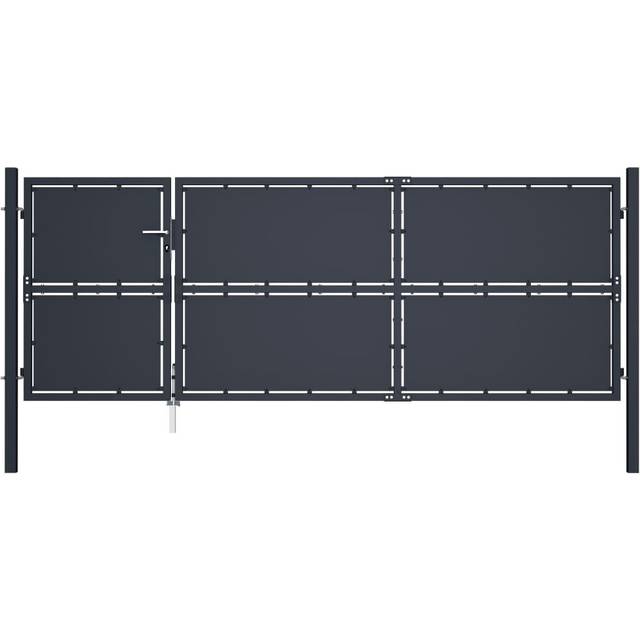 vidaXL Garden Gate Steel 350x125 cm Anthracite