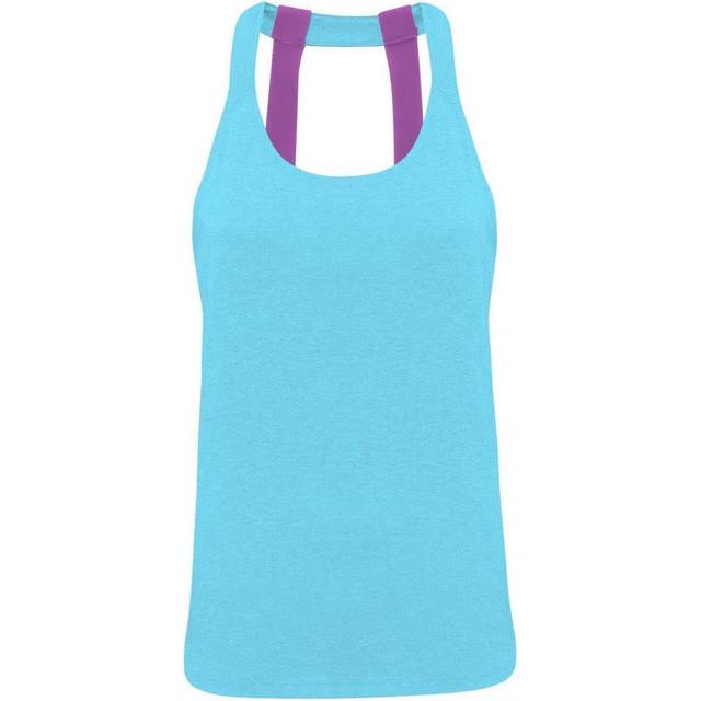 (S, Turquoise Melange) Tri Dri Womens/Ladies Double Strap Back Sleeveless Vest