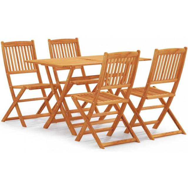 vidaXL 5 Piece Folding Outdoor Dining Set Solid Eucalyptus Wood - Brown