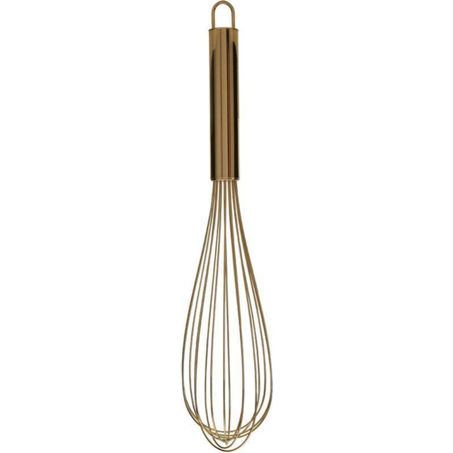 Premier Housewares Hand Wisk For Mixing Gold Finish Stainless Steel Large Handheld Whisker for Baking Rust Resistant Whisks With Firm Grip 8 x 8 x 39