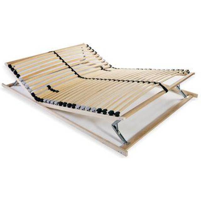 vidaXL Slatted Bed Base without Mattress with 28 Slats 7 Zones 100x200 cm - Brown