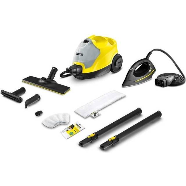 Kärcher ångtvätt SC 4 EasyFix Iron (prestanda per tank: ca 100 m², uppvärmningstid: 4 min, påfyllningsbar & löstagbar tank, förvaringsutrymme för kabel, parkeringsposition, ytterligare tillbehör)