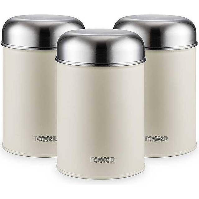 Tower T826101PEB Kitchen Storage Infinity Set of 3 Canisters, Cream Pebble Stone