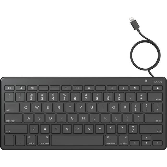 Zagg wired keyboard lightning nordic qwerty for iphone ipad mfi-certified