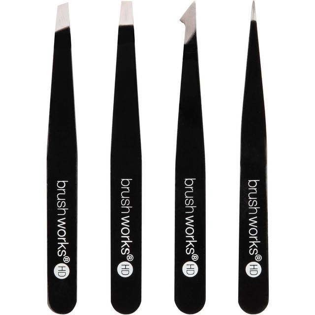 Brush works the complete 4 piece stainless steel combination tweezer set - pinks