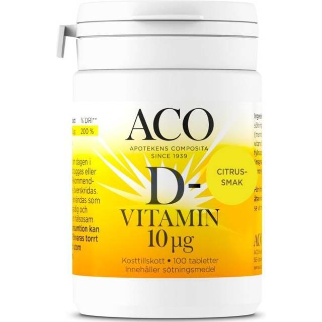ACO D-vitamin 10 µg Citrussmak 100 tabletter