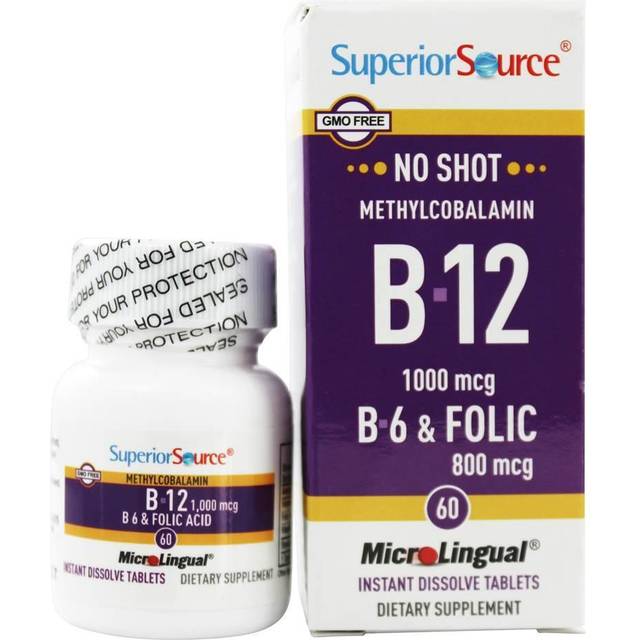 Superior Source  Methylcobalamin B-12  B-6 & Folic  60 MicroLingual® Instant Dissolve Tablets