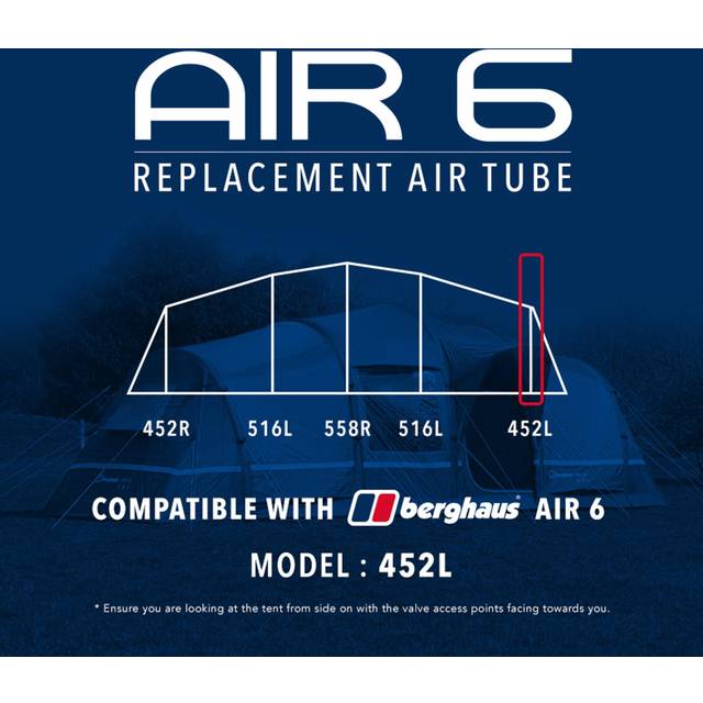 Air 6 Tent Replacement Air Tube - 452L, Clear - One Size