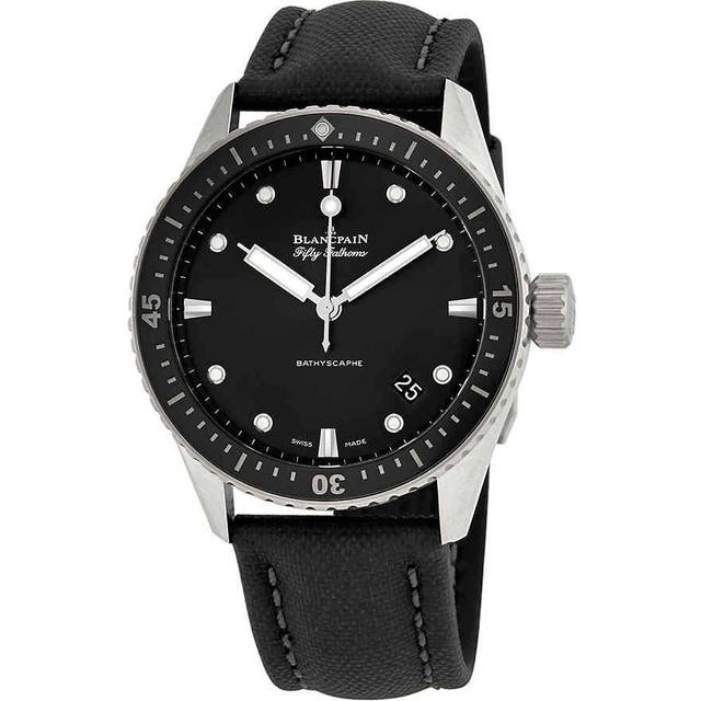 Blancpain Mens Black 5000 1110 B52a Fifty Fathoms Canvas and Stainless-steel Automatic Watch 43.6mm - BLACK