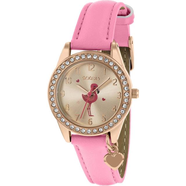 Tikkers Children's Pink PU Strap Flamingo Dial & Star Charm Watch