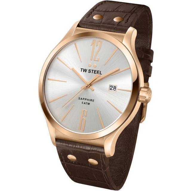 TW Steel Mens Slim Line Strap Watch TW1304 - Rose Gold