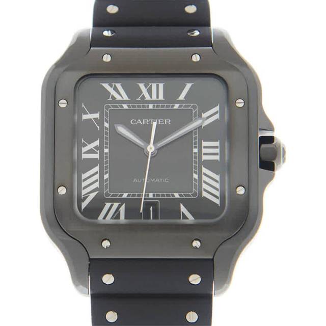 Stainless Steel Santos de Cartier Watch - Black - 40mm