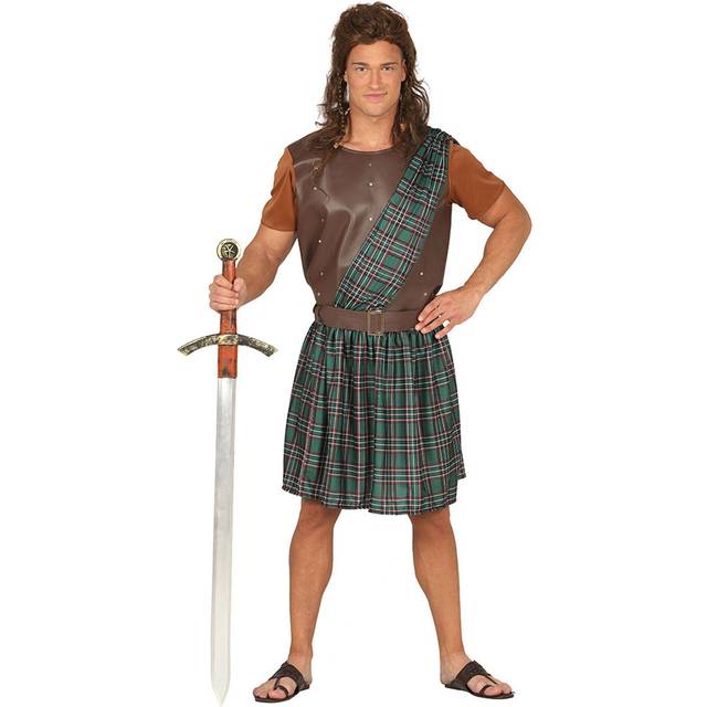 Fancy Dress Adult Scottish Warrior - Green - L