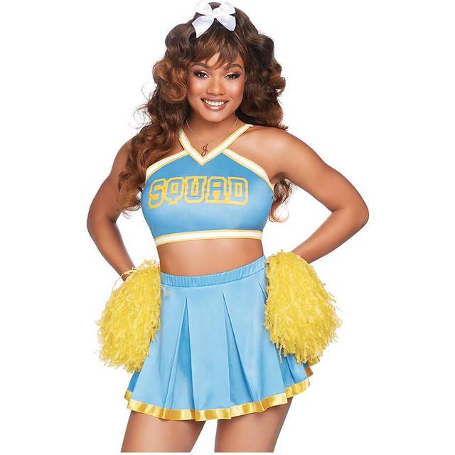 Cheer Squad Cutie Costume for Women | Cheerleader Costumes - Blue&#47;Yellow&#47;White (S/M)