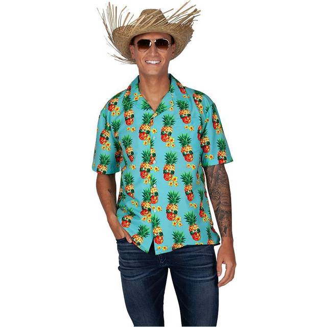 Mens funky pineapple hawaiian fancy dress shirt adults tropical hawaii costume