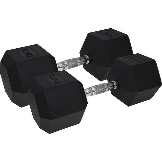 Urban Fitness PRO Hex Dumbbell - Rubber Coated (Pair) - 2 x 12.5kg - Black
