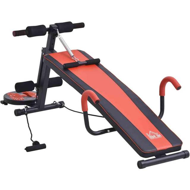 Multifunctional Sit Up and Dumbbell Bench Exercise with Resistant Rope and Twist Waist Disc for Home - Office and Gym Adjustable Office - HOMCOM | TJ