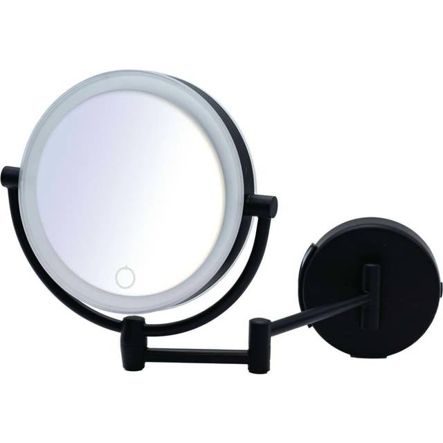 RIDDER Spegel, kosmetisk spegel, sminkspegel, hängande spegel Shuri, svart | Touch | Dimmer | 5x förstoring